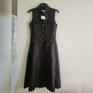 Zara ramie dress A-line sleeveless brown sz XS NWT